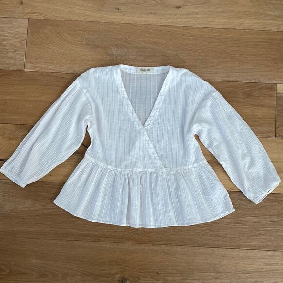 Madewell Cream Peplum Top Small - Picture 1 of 9